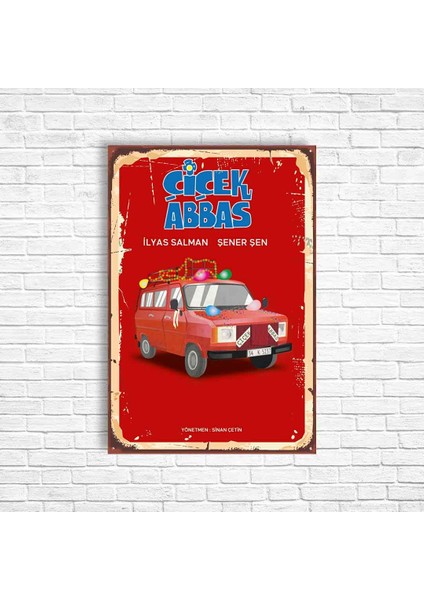 Çiçek Abbas Yeşilçam Araba Retro Ahşap Poster