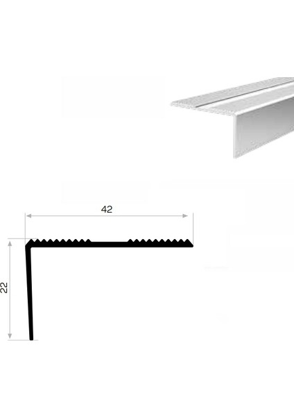 Merdiven Basamak Profili Düz Çizgili 22x42 mm