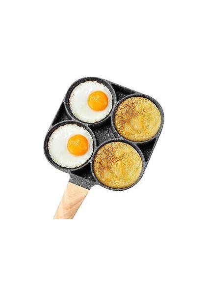 4 Delikli Omletli Tava Yapışmaz Çok Fonksiyonlu Mini Kahvaltı Tava (4 Delik)