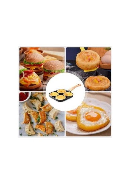 4 Delikli Omletli Tava Yapışmaz Çok Fonksiyonlu Mini Kahvaltı Tava (4 Delik)
