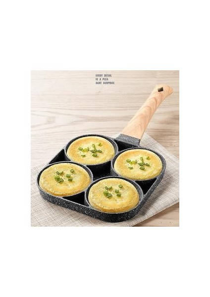 4 Delikli Omletli Tava Yapışmaz Çok Fonksiyonlu Mini Kahvaltı Tava (4 Delik)