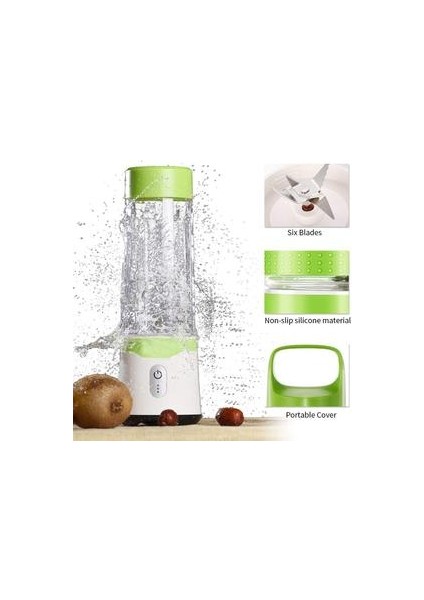Taşınabilir Blender USB Suyu Blender Shakes ve Fasulye Için Şarj Edilebilir Seyahat Suyu Blender, Smoothies Güçlü Altı Bıçak(Yurt Dışından)
