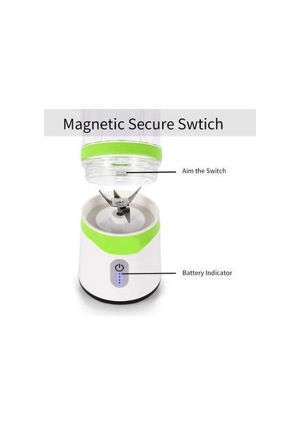 Taşınabilir Blender USB Suyu Blender Shakes ve Fasulye Için Şarj Edilebilir Seyahat Suyu Blender, Smoothies Güçlü Altı Bıçak(Yurt Dışından)