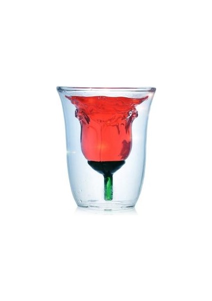 Gül Şekli Çift Duvar Bilayer Şarap Cam Kokteyl Flip Likör Kupası Vaso Ev Bar Lover Hediye | Kokteyl Camı