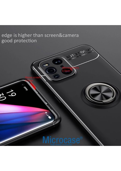 Oppo Find X3 Pro Focus Serisi Yüzük Standlı Silikon Kılıf - Siyah fiyatları