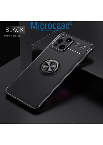 Oppo Find X3 Pro Focus Serisi Yüzük Standlı Silikon Kılıf - Siyah modelleri