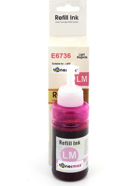 Epson T6736 / L800 / L805 / L810 / L850 / L1300 / L1800 Açık Kırmızı Muadil Mürekkep Tüpü 70ML