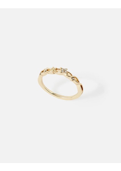 Çaprazlama Çiçekli Yüzük Kristal