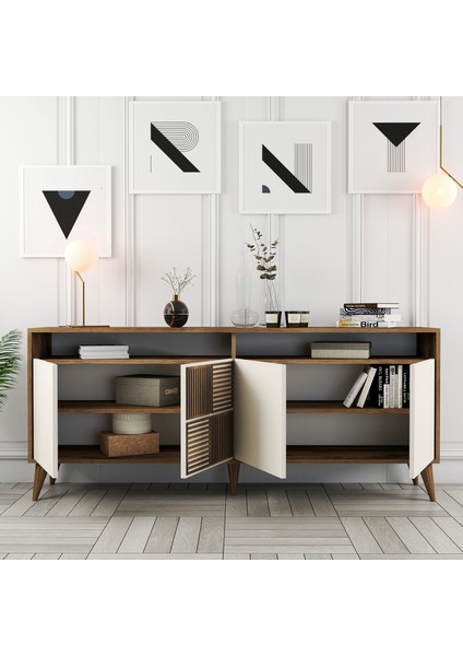 Variant Milan Yemek Odası Takımı - Ceviz / Krem fırsatları
