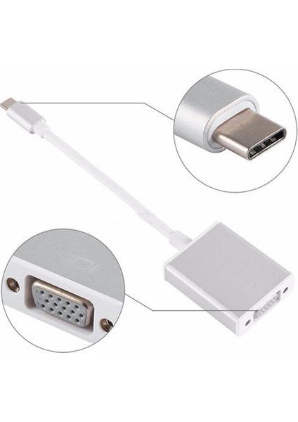 Type C USB 3.1 To 15 Pin VGA Çevirici Kablo fırsatları