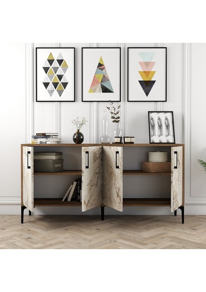 Variant Kiev 160CM Konsol - Ceviz / Beyaz Mermer