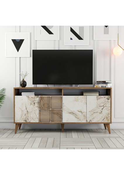 Variant Milan 160CM Konsol - Ceviz / Beyaz Mermer