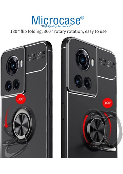Oneplus 10R Focus Serisi Yüzük Standlı Silikon Kılıf - Siyah fiyatları