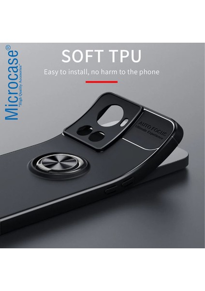 Oneplus 10R Focus Serisi Yüzük Standlı Silikon Kılıf - Siyah fırsatları