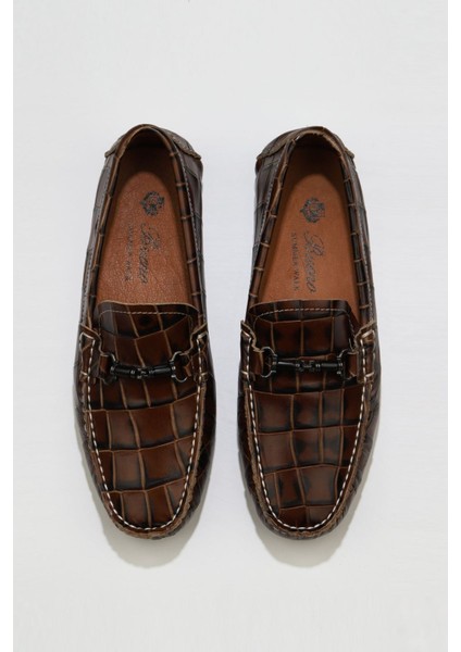 Taba Kroko Deri Erkek Klasik Ayakkabı