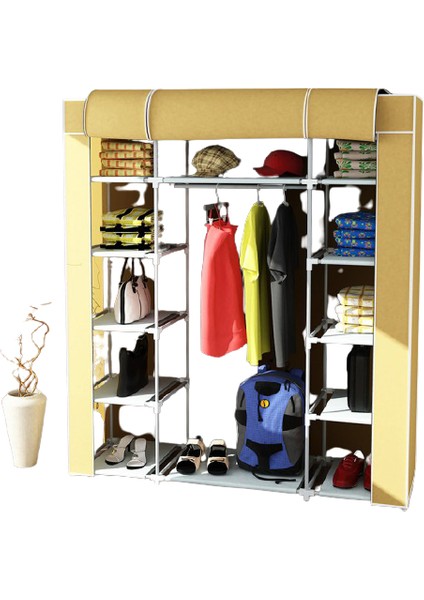 Çift Yandan Raflı Bez Dolap