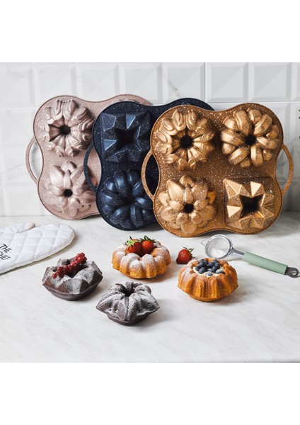 Cake Pro 4'lü Rosegold Döküm Kek Kalıbı 35 cm indirimleri