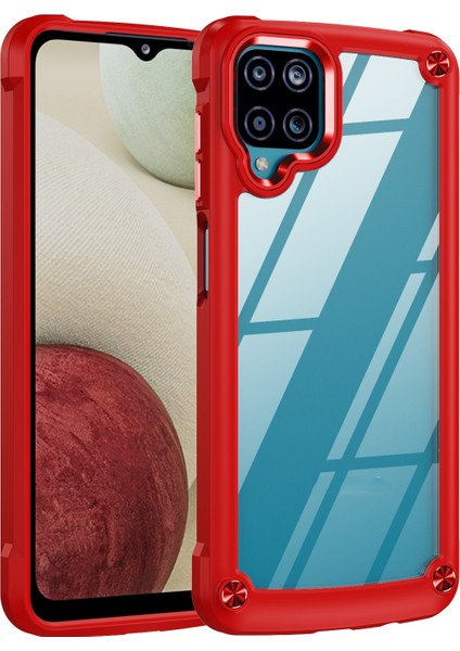 Samsung Galaxy A12 Kırmızı Için Tpu + Pc Telefon Kılıf ( Yurt Dışından)