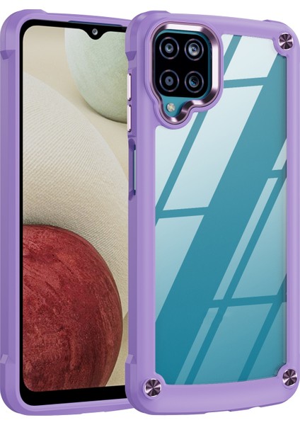 Samsung Galaxy A12 Mor Için Tpu + Pc Telefon Kılıf ( Yurt Dışından)