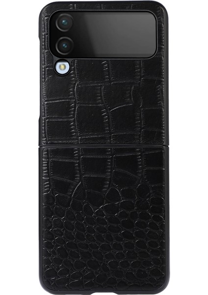 Samsung Galaxy Z Flip4 Siyah Için Timsah Deri Kılıf ( Yurt Dışından)