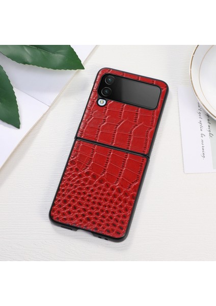 Samsung Galaxy Z Flip4 Kırmızı Için Timsah Deri Kılıf ( Yurt Dışından) modelleri