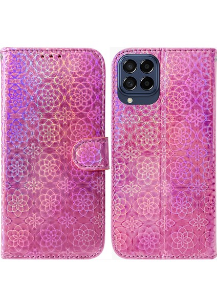 Samsung Galaxy M33 5g Pembe Için Deri Telefon Kılıf ( Yurt Dışından)