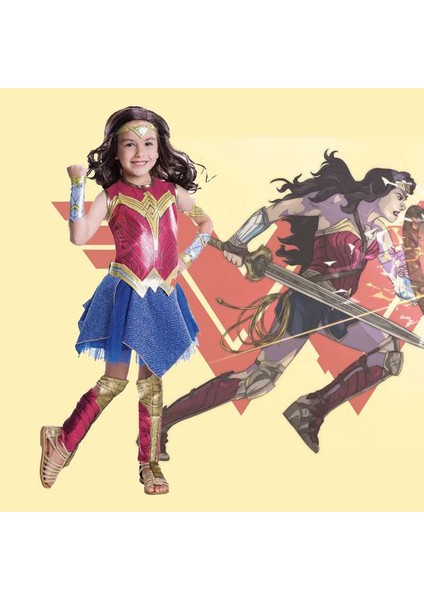 Çocuklar İçin Wonder Girl Cosplay Kıyafet - Kırmızı (Yurt Dışından) indirimleri