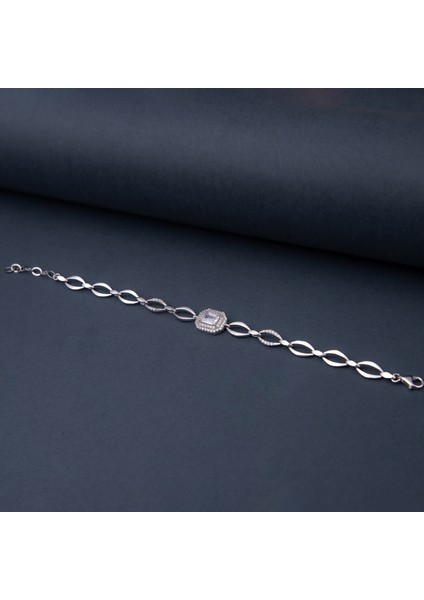 Baget Model Zincirli Zirkon Taşlı Gümüş Bileklik fiyatları