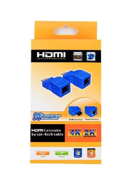 Hdmı Extender 4K 3D RJ45 Cat6 ile 30M Hdmı Uzatıcı