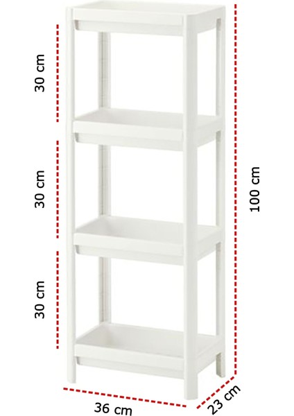 Frapan Home 4 Katlı Plastik Raf Ünitesi Mutfak Rafı Banyo Rafı Banyo Düzenleyici Organizer