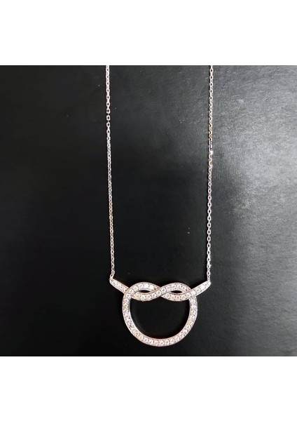 Kuyumculuk Jewellery Iç Içe Geçmiş Taşlı Gümüş Kolye