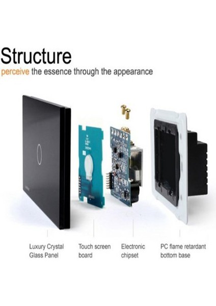 Inci Kristal Cam Panel Uzaktan Kumandalı Kablosuz Dokunmatik Ekran Işık Anahtarı - Siyah (Yurt Dışından)
