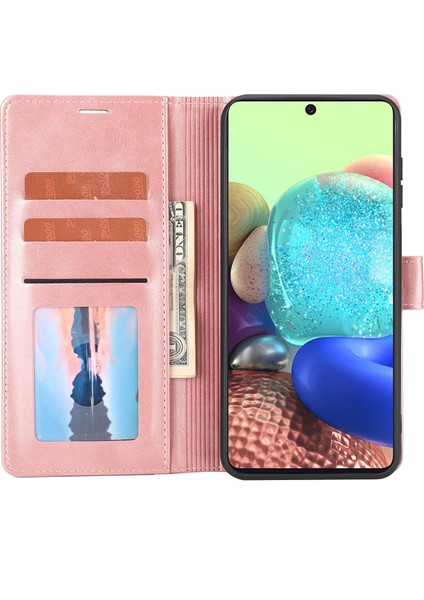 Yue Store Samsung Galaxy A71 4G Pembe Clic Deri Telefon Kılıfı (Yurt Dışından)