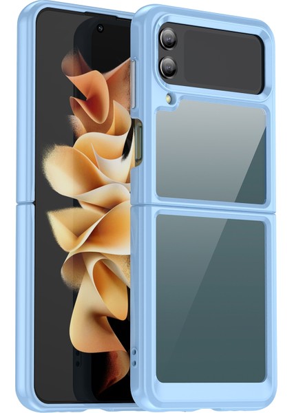 Samsung Galaxy Z Flip 4 5G Mavi Renkli Akrilik + Tpu Kasası (Yurt Dışından)