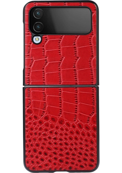 Samsung Galaxy Z Flip 4 Kırmızı Timsah Deri Kılıf (Yurt Dışından)