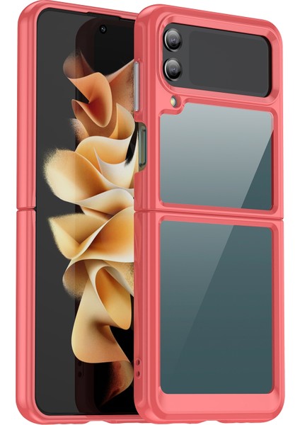 Samsung Galaxy Z Flip 4 5G Kırmızı Renkli Akrilik + Tpu Kılıfı (Yurt Dışından)