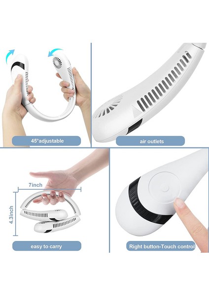 Katlanabilir Bladeless Fan Soğutma Giyilebilir Kişisel Fan (Yurt Dışından)