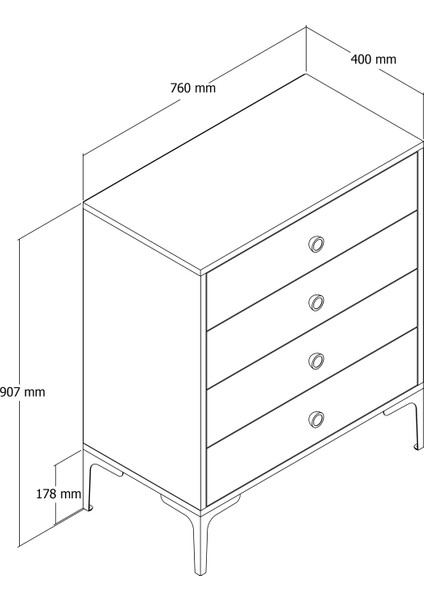 Variant Mobilya Variant Lizbon 4 Çekmece Şifonyer - Ceviz / Ceviz