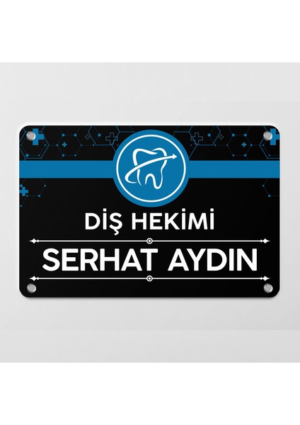 Diş Hekimlerine Özel Siyah Kapı Tabela Büro Ofis Giriş Tabelası