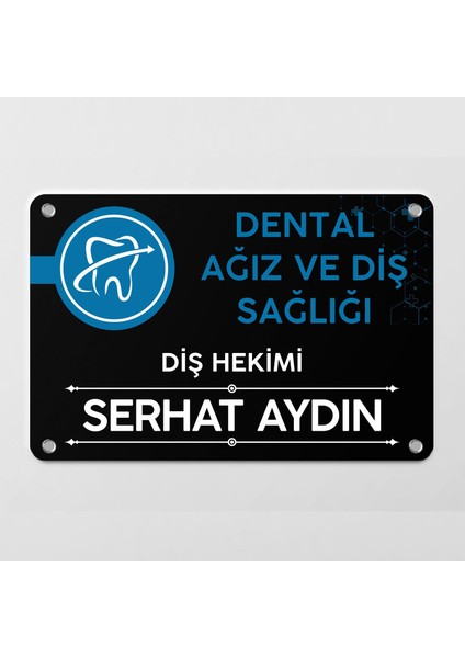 Diş Hekimlerine Özel Siyah Kapı Tabela Büro Ofis Giriş Tabelası