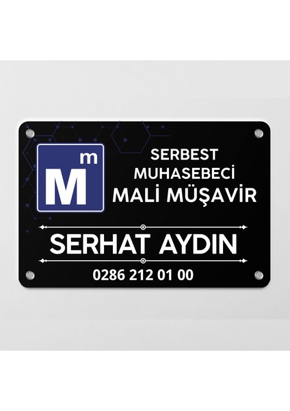 Mali Müşavir Muhasebeci Siyah Kapı Tabelası Büro Ofis Mini Tabela