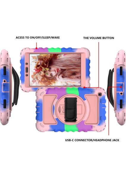 Yue Store Samsung Tab A 8.0 (2019) T290 İçin Tablet Kılıfı - Renkli - Pembe (Yurt Dışından)