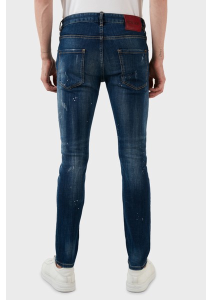 Yüksek Bel Slim Fit Dar Paça Pamuklu Jeans Erkek Kot Pantolon 629DSK001