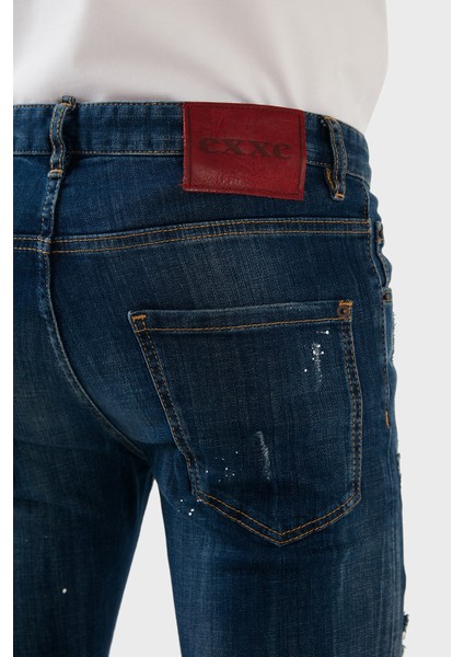 Yüksek Bel Slim Fit Dar Paça Pamuklu Jeans Erkek Kot Pantolon 629DSK001
