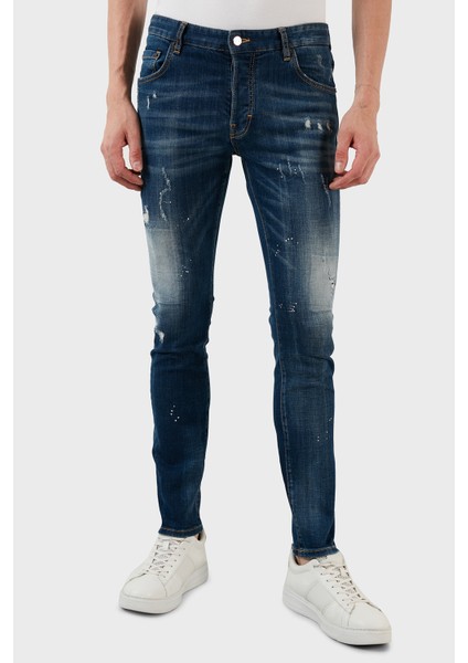 Yüksek Bel Slim Fit Dar Paça Pamuklu Jeans Erkek Kot Pantolon 629DSK001