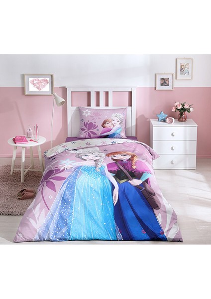 Frozen Discover Tek Kişilik Disney Lisanslı Lastikli Fitted Çarşaf Çocuk Nevresim Takımı