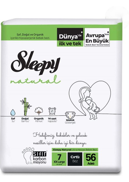 Natural Hassas Bebek Bezi 7 Numara 20-30 kg 224'lü