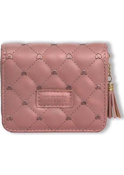 Lingge Saçaklı Cüzdan Trendi Manyetik Toka Fermuarlı Bozuk Para Cüzdanı Katlanır Kısa Kartlık (Yurt Dışından)