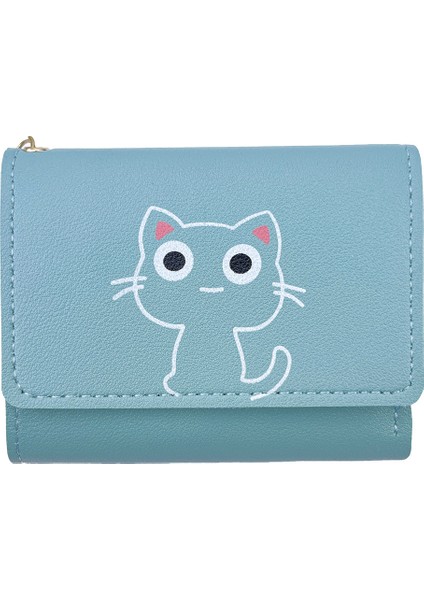 Çizgi Film Sevimli Kız Bozuk Para Cüzdanı Kısa Üç Katlı Yavru Kedi Çantası (Yurt Dışından)