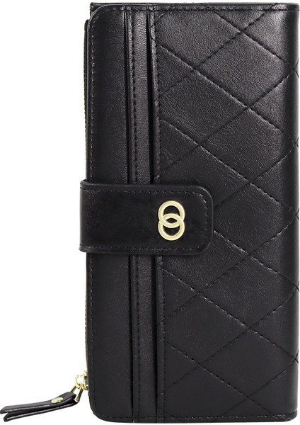 Kadın Cüzdanı Uzun Tokalı Fermuarlı Cüzdan Çoklu Kart Yuvası Çok Yönlü Moda Bozuk Para Cüzdanı (Yurt Dışından)